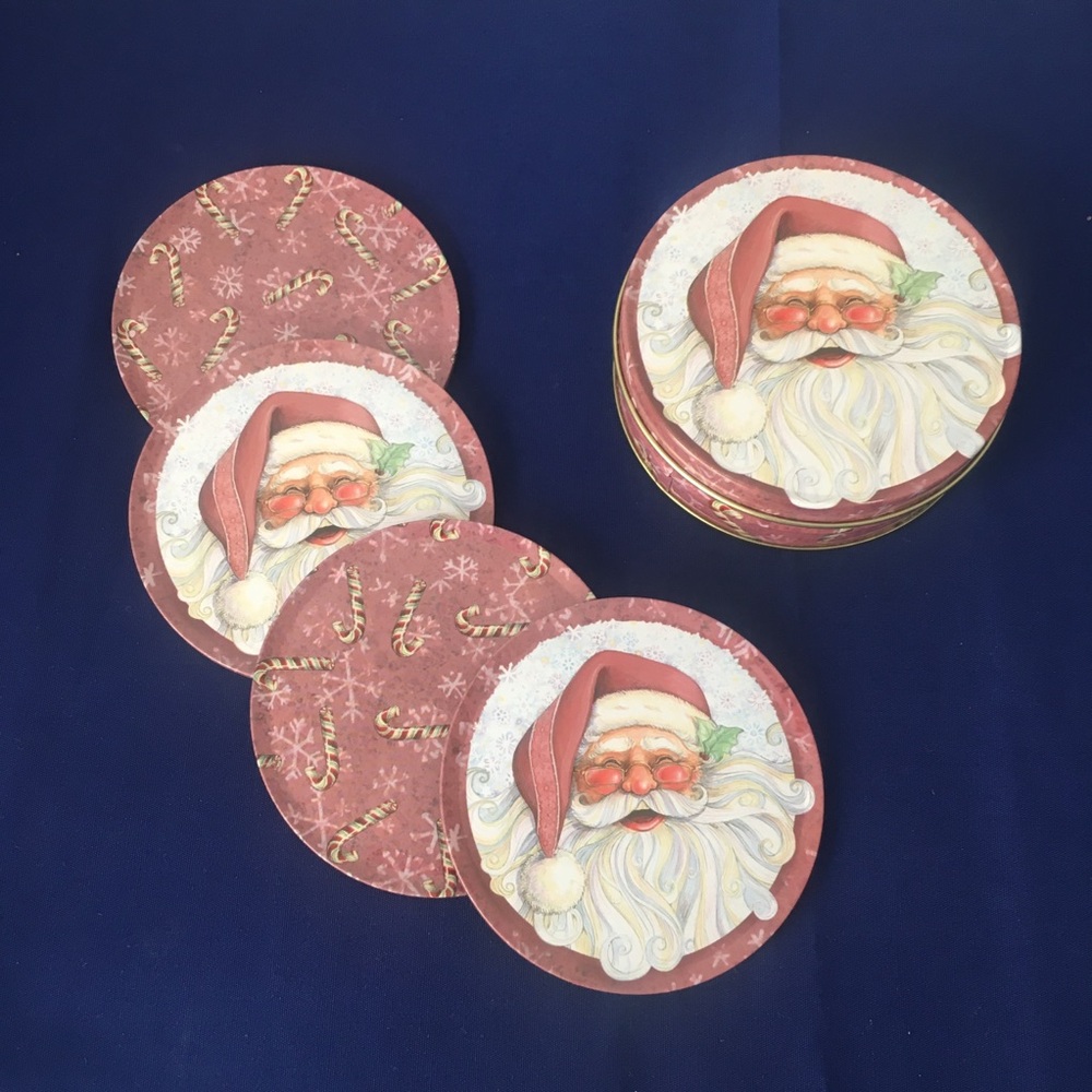 Santa Claus Tin and Coasters Set